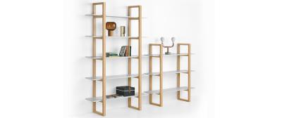 Barton: Dark Walnut | Shelves: White